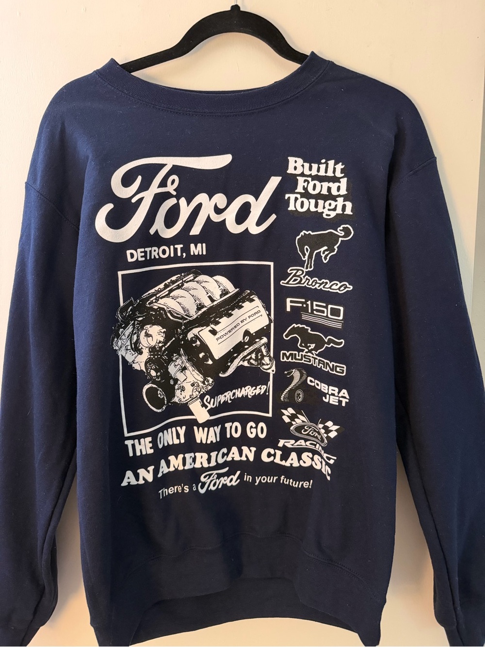 Ford Navy Blue Sweatshirt with White Logo